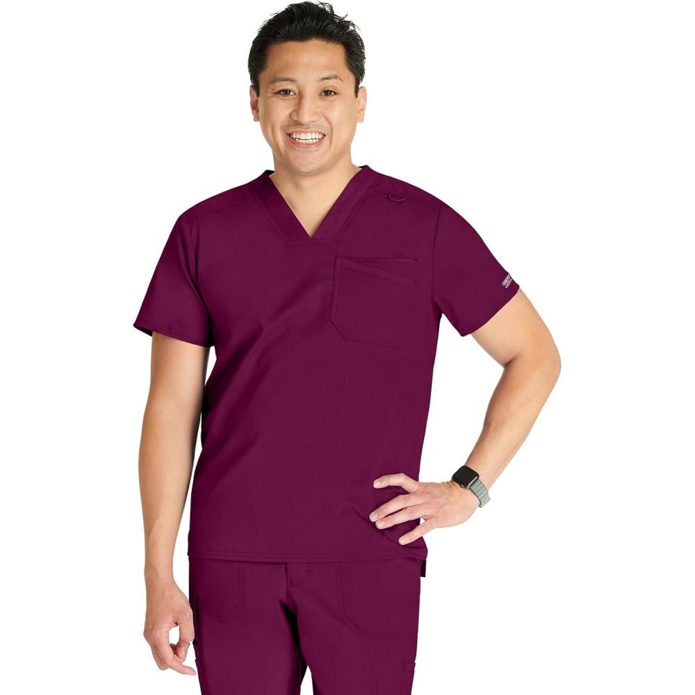 imageCherokee Men Scrubs Top Workwear Revolution VNeck WW751Wine