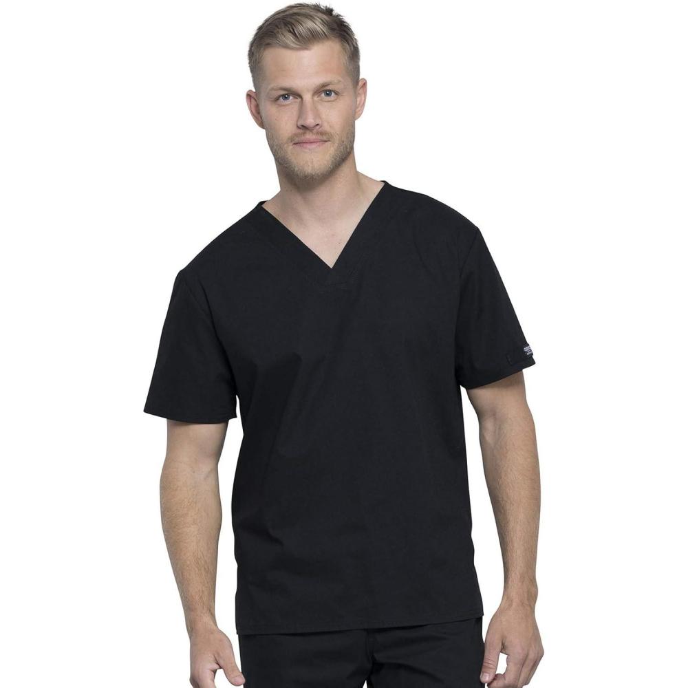imageCherokee Men amp Women Scrubs Top Workwear Professionals Pocketless Tuckable VNeck WW605Black
