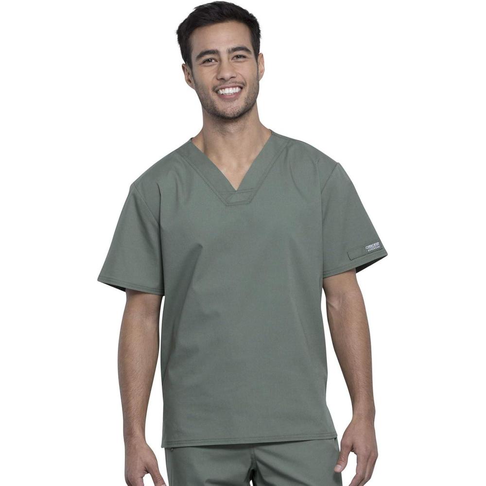imageCherokee Men amp Women Scrubs Top Workwear Professionals Pocketless Tuckable VNeck WW605Olive