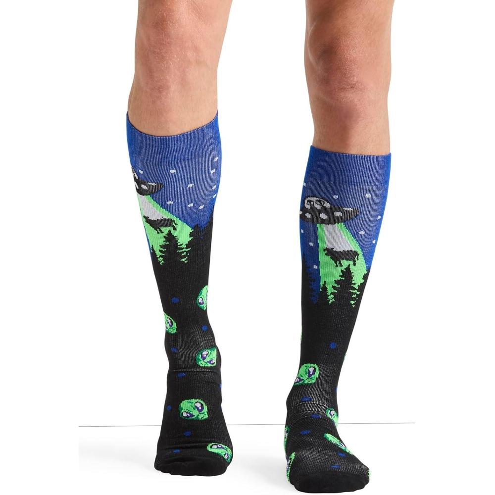 imageCherokee Mens Compression Socks 1015 mmHg Knee High Colorful Print Lightweight 1 Pair Pack MPRINTSUPPORTBeam Me Up