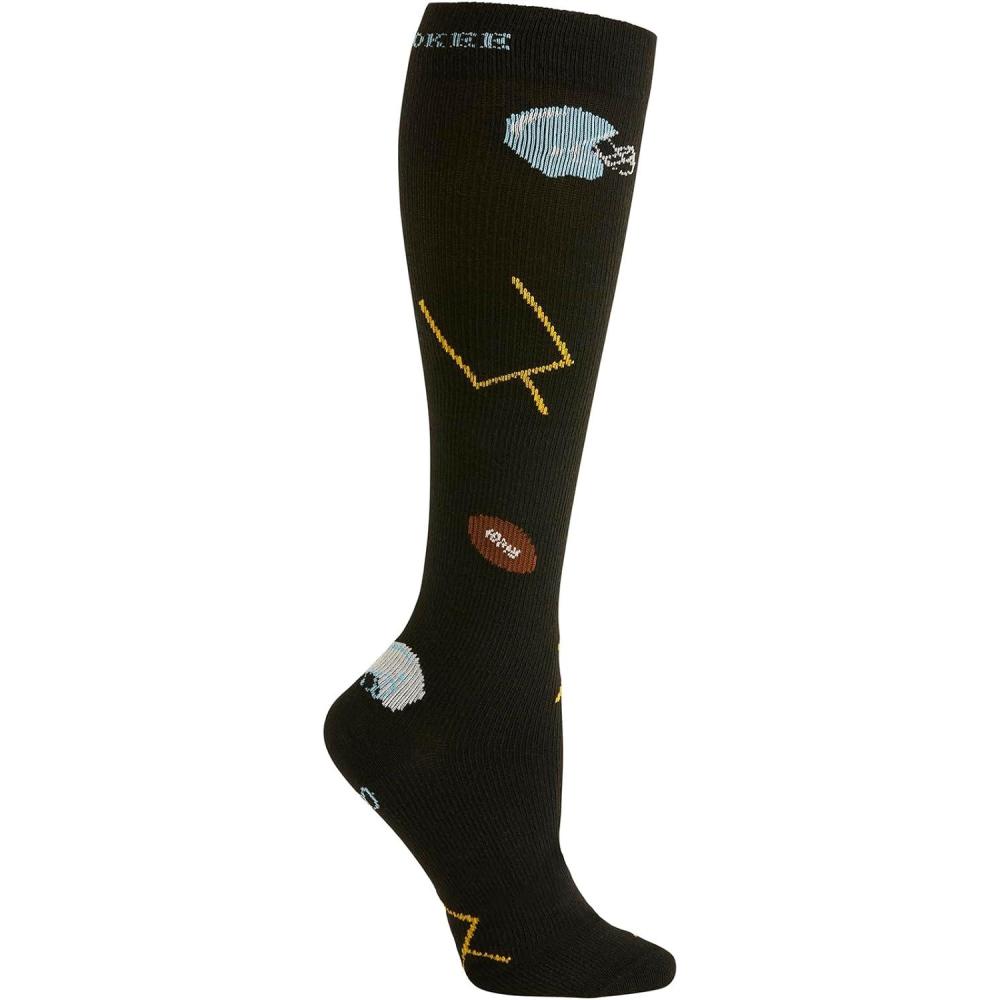 imageCherokee Mens Compression Socks 1015 mmHg Knee High Colorful Print Lightweight 1 Pair Pack MPRINTSUPPORTFootball Fun