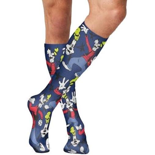 imageCherokee Mens Compression Socks 1015 mmHg Knee High Colorful Print Lightweight 1 Pair Pack MPRINTSUPPORTWhat a Goof