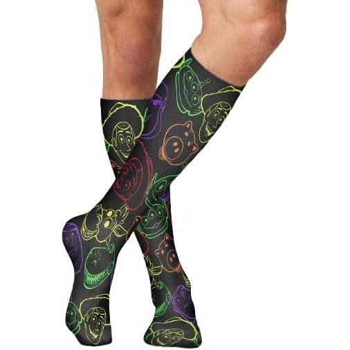 imageCherokee Mens Compression Socks 1015 mmHg Knee High Colorful Print Lightweight 1 Pair Pack MPRINTSUPPORTWoodys Gang
