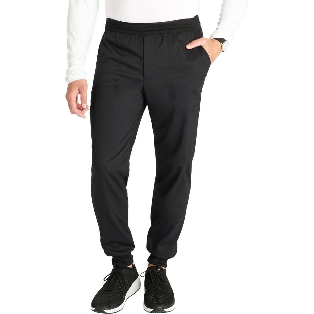 imageCherokee Mens Jogger Modern fit midRise Pullon Bottoms with 6 Pockets and Elastic Waistband WW251Black