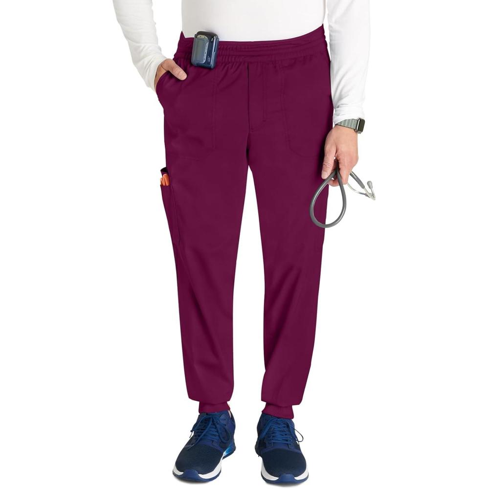 imageCherokee Mens Jogger Modern fit midRise Pullon Bottoms with 6 Pockets and Elastic Waistband WW251Wine