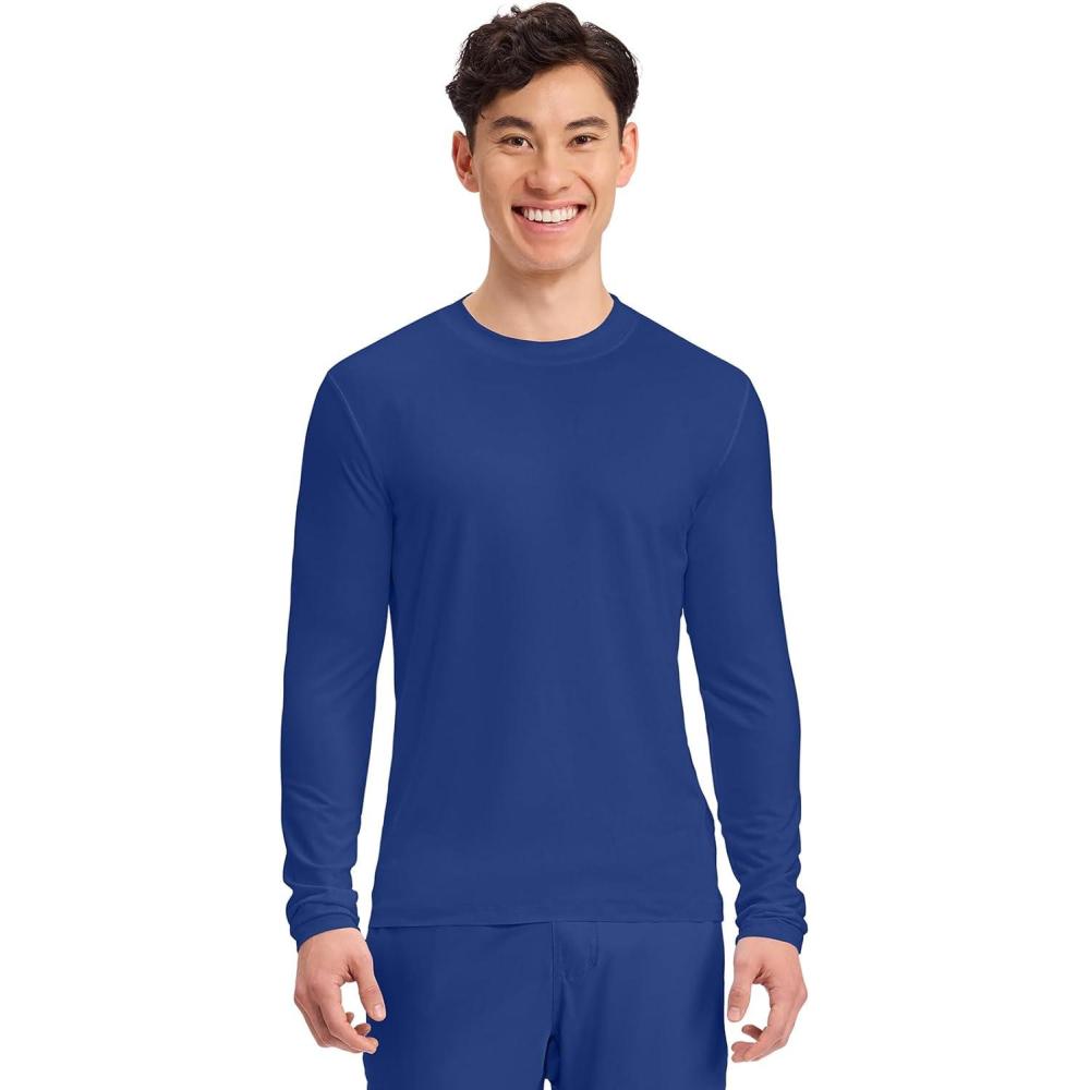 imageCherokee Mens Long Sleeve Underscrub Tee Modern TShirt with Crew Neck CK807Galaxy Blue