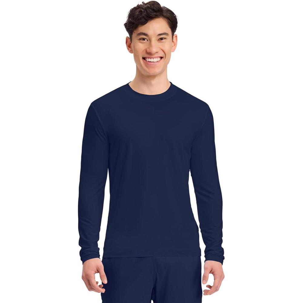 imageCherokee Mens Long Sleeve Underscrub Tee Modern TShirt with Crew Neck CK807Navy