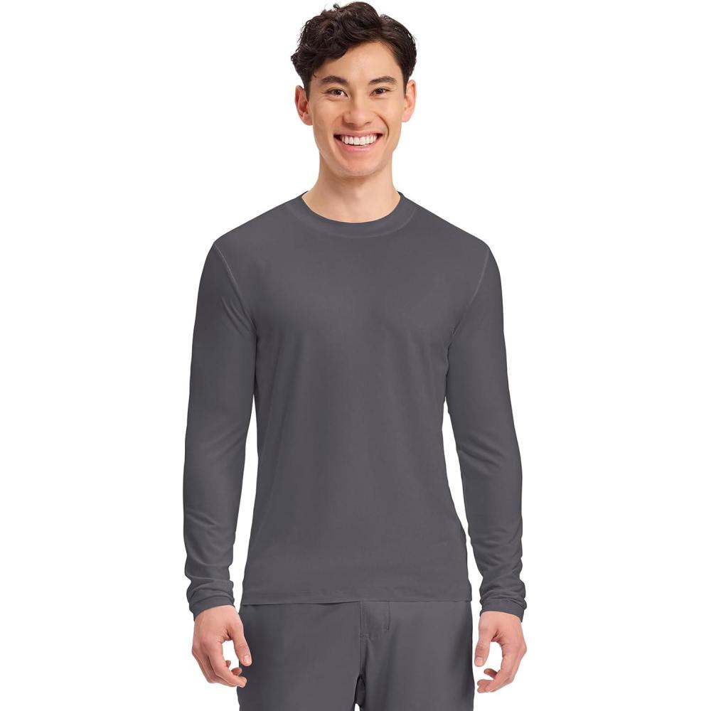 imageCherokee Mens Long Sleeve Underscrub Tee Modern TShirt with Crew Neck CK807Pewter