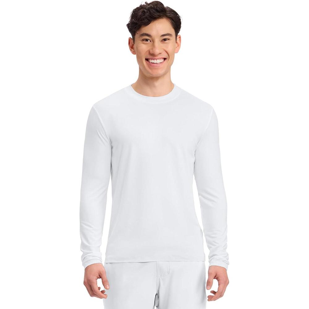 imageCherokee Mens Long Sleeve Underscrub Tee Modern TShirt with Crew Neck CK807White