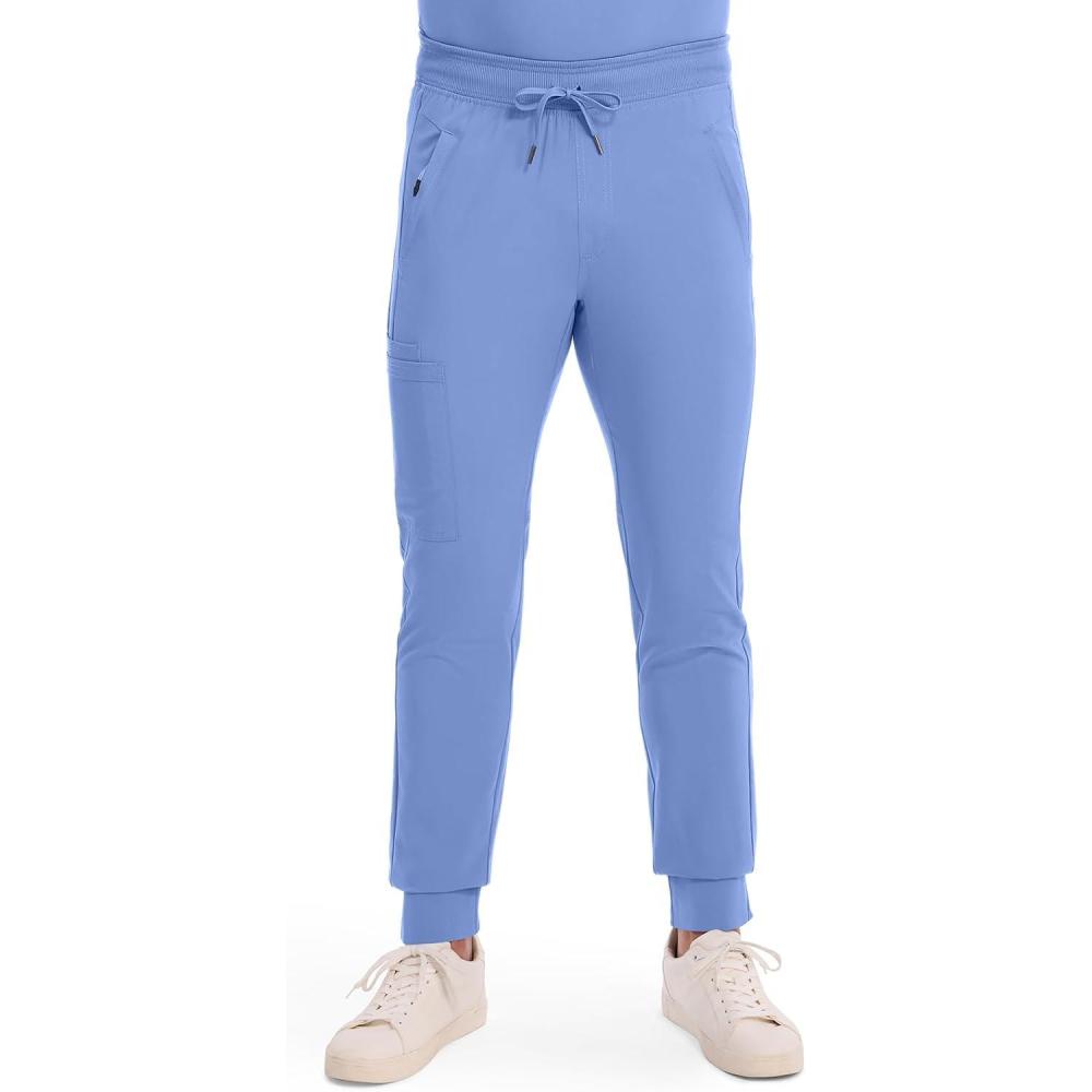 imageCherokee Mens Mid Rise Jogger Scrub Pants with Zipper Cargo Pocket 360 Stretch Moisture Wicking PROTX2 Fabric CK004ACiel