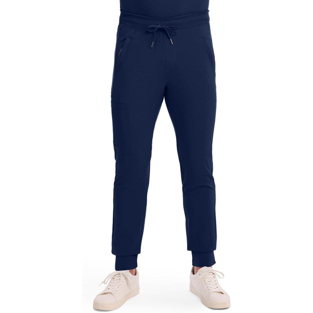 imageCherokee Mens Mid Rise Jogger Scrub Pants with Zipper Cargo Pocket 360 Stretch Moisture Wicking PROTX2 Fabric CK004ANavy