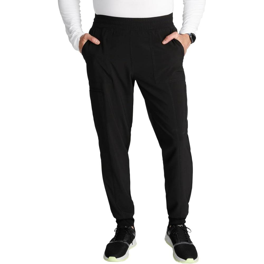 imageCherokee Mens Pullon Jogger with 5 Pockets Elastic Waistband Front Leg Seams and RibKnit Cuffs CK224ABlack