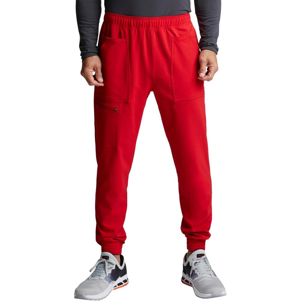 imageCherokee Mens Pullon Jogger with 5 Pockets Elastic Waistband Front Leg Seams and RibKnit Cuffs CK224ARed