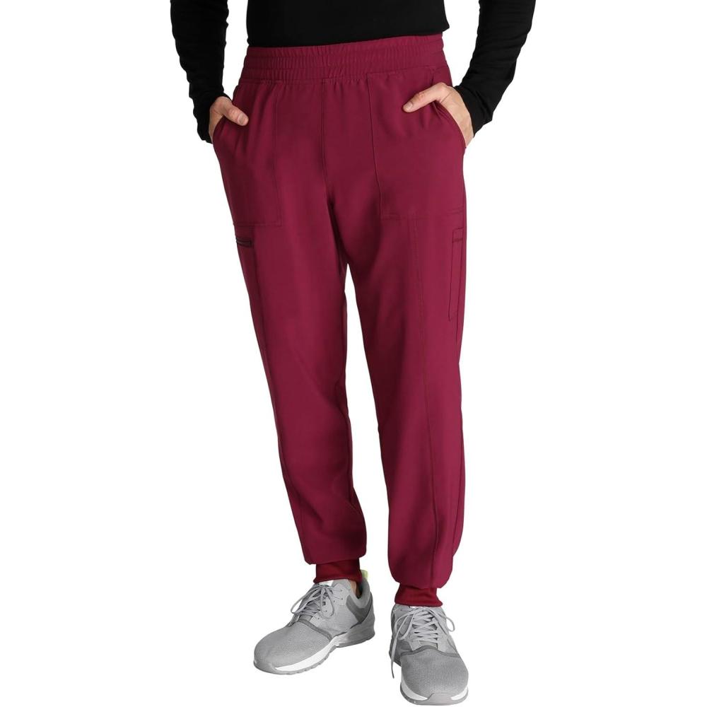 imageCherokee Mens Pullon Jogger with 5 Pockets Elastic Waistband Front Leg Seams and RibKnit Cuffs CK224AWine
