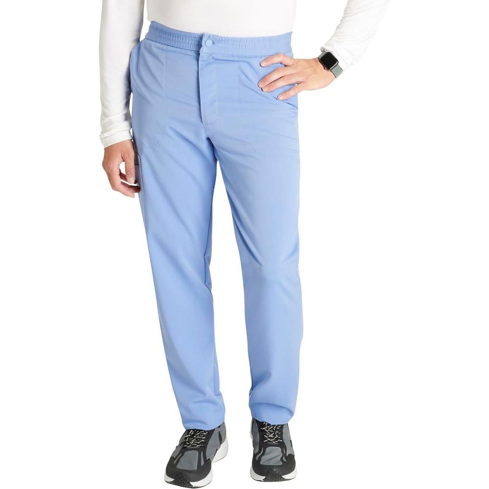 imageCherokee Mens Scrub Pants with 5 Pockets Zip Fly and Elastic Waistband for AllDay Comfort CK131ACiel