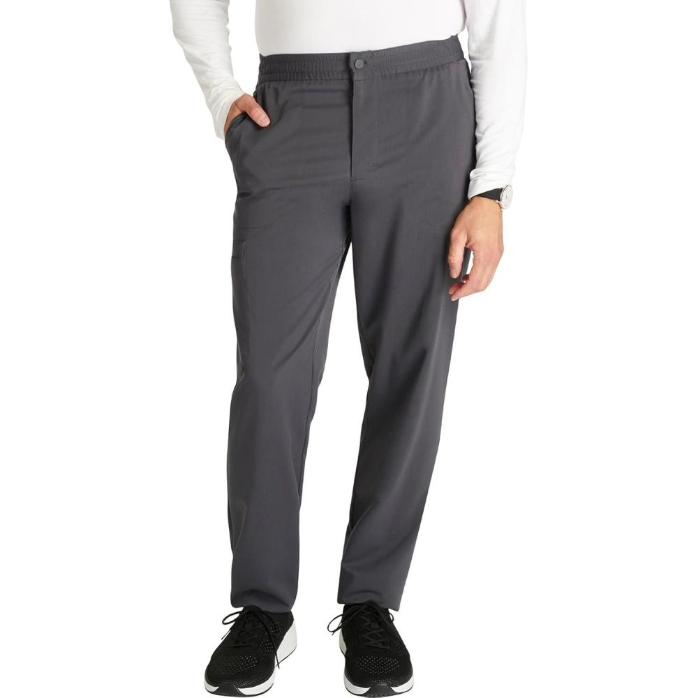 imageCherokee Mens Scrub Pants with 5 Pockets Zip Fly and Elastic Waistband for AllDay Comfort CK131APewter