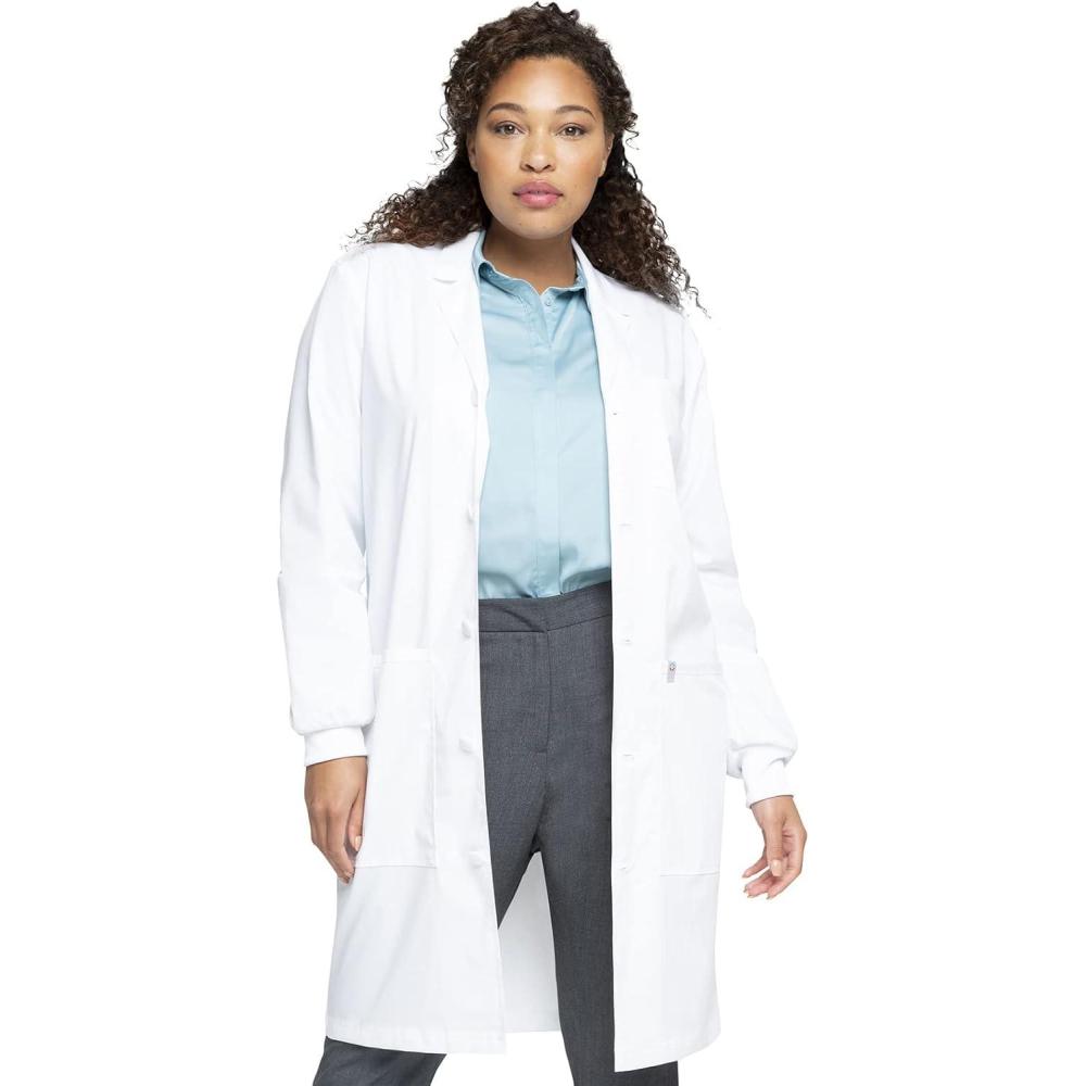 imageCherokee Professional Lab Coat for Men and Women Modern fit Button Front Closure with Single Chest Pocket WW306ABWhite