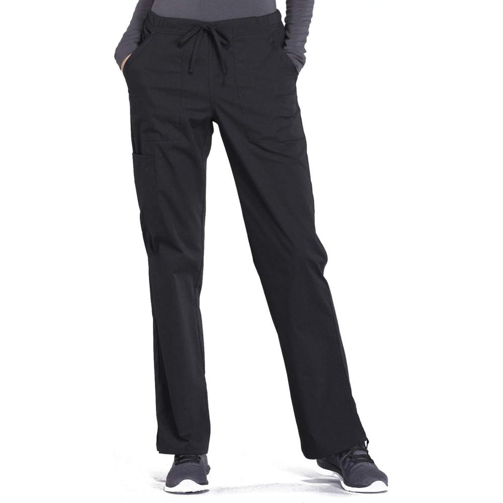 imageCherokee Scrub Pant for Women Mid Rise Straight Leg Drawstring Bottom with 5 Pockets Soft Stretchy amp Durable Fabric WW160Black