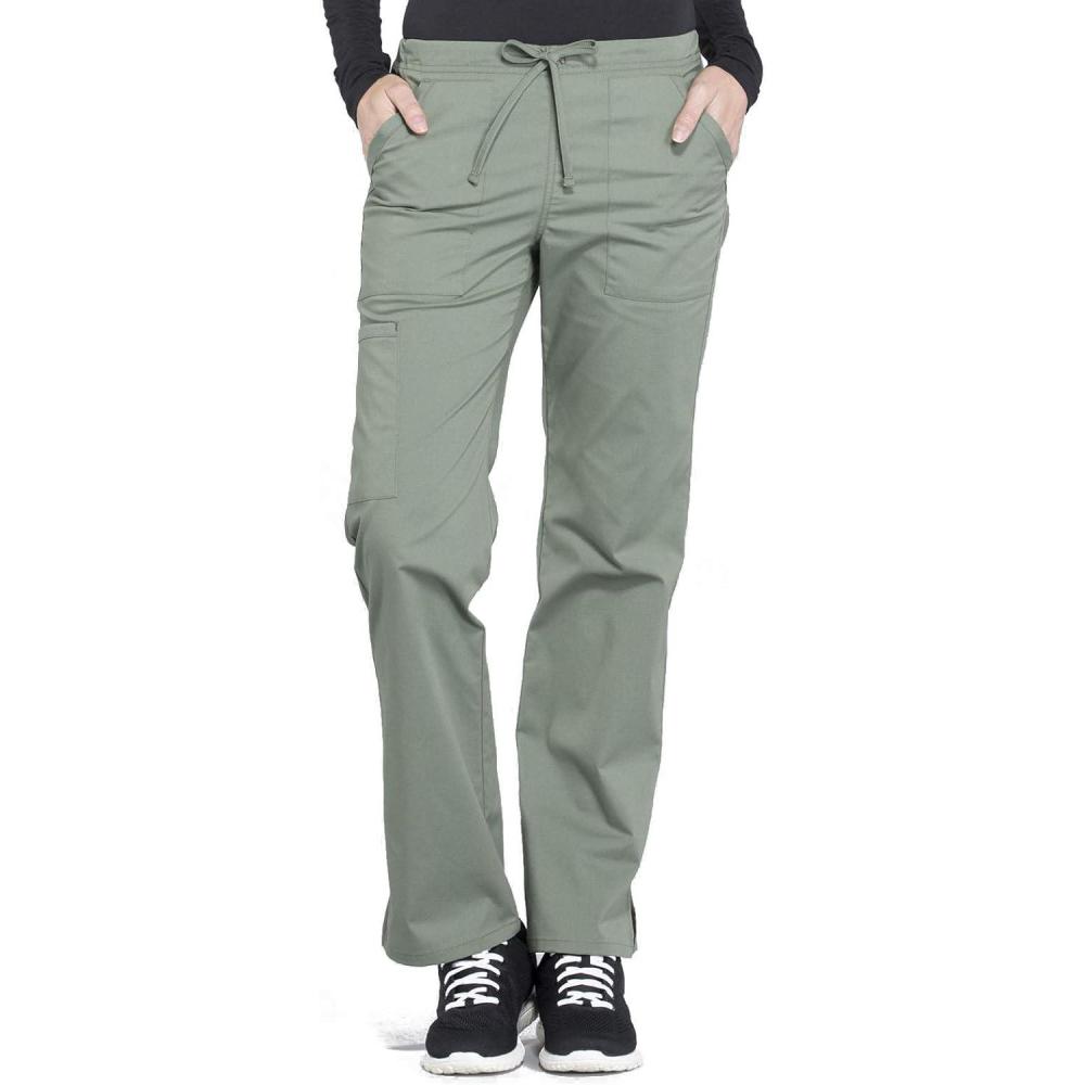 imageCherokee Scrub Pant for Women Mid Rise Straight Leg Drawstring Bottom with 5 Pockets Soft Stretchy amp Durable Fabric WW160Olive