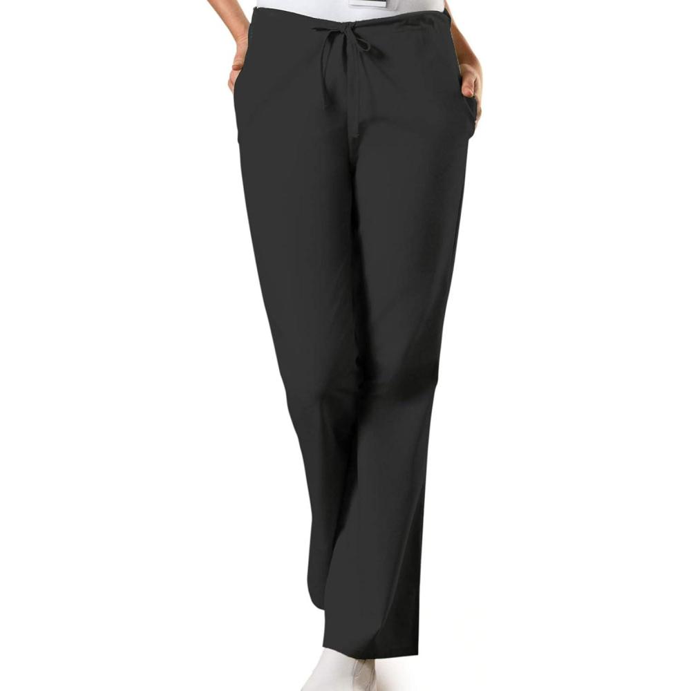 imageCherokee Scrub Pants for Women Drawstring Waist with Flare Leg 3 Pockets Fade Resistant Durable amp Easy Care Fabric 4101Black