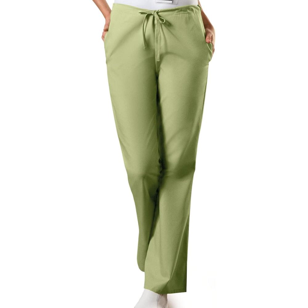imageCherokee Scrub Pants for Women Drawstring Waist with Flare Leg 3 Pockets Fade Resistant Durable amp Easy Care Fabric 4101Sage Green
