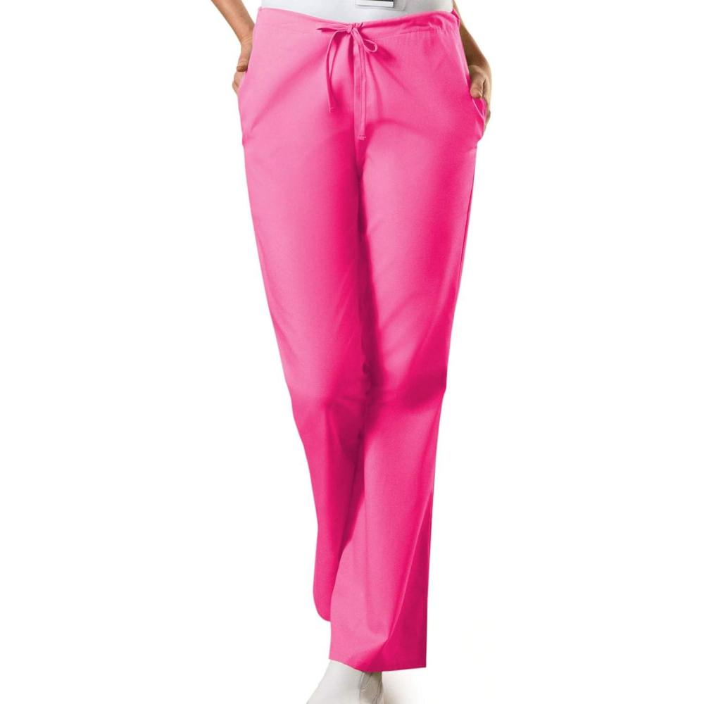 imageCherokee Scrub Pants for Women Drawstring Waist with Flare Leg 3 Pockets Fade Resistant Durable amp Easy Care Fabric 4101Shocking Pink