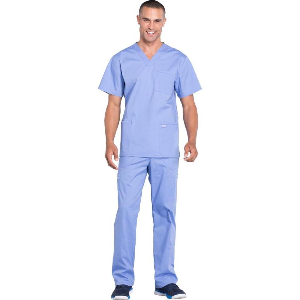 imageCherokee Scrub Set for Men from 4 Pocket VNeck Scrub Top WW695 with 5 Pocket Tapered Leg Fly Front Cargo Pant WW190Ciel
