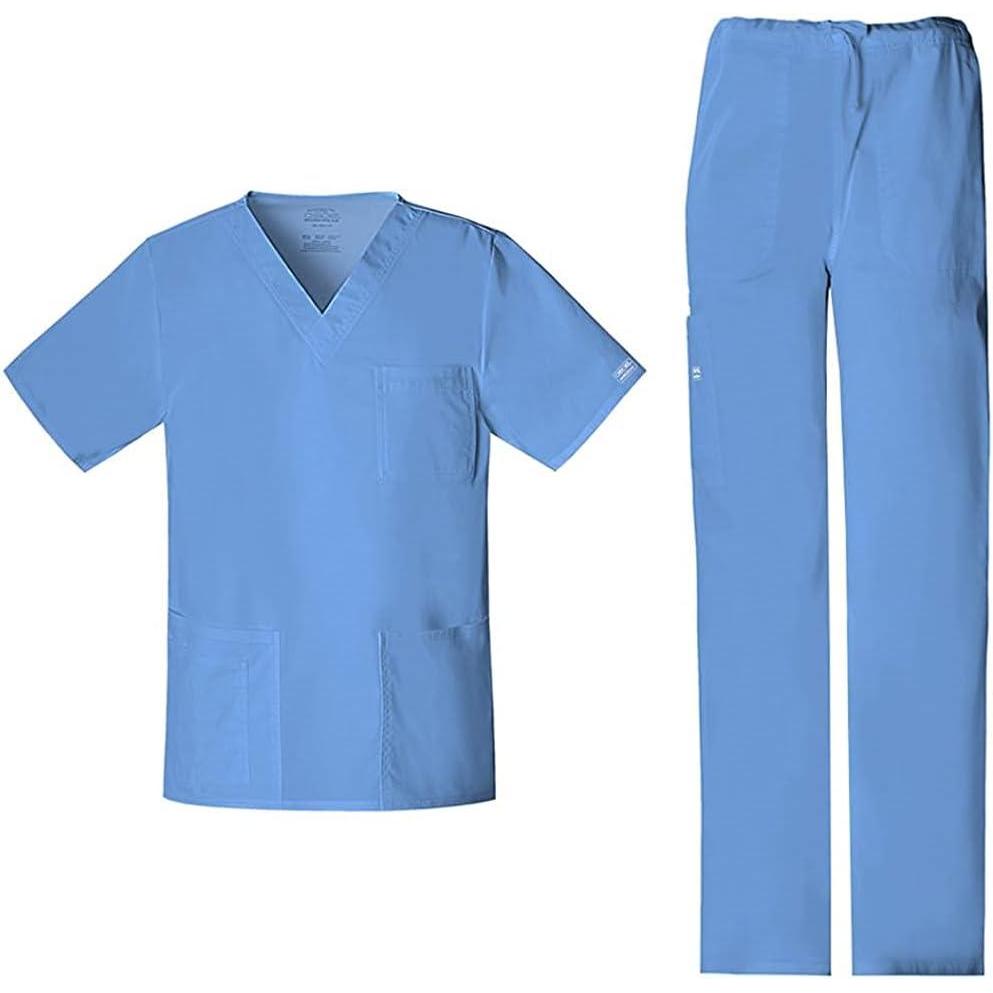 imageCherokee Scrub Set for Men or Women Traditional Fit 4 Pocket VNeck Top 4725 with 5 Pocket Natural Rise Cargo Pant 4043Ciel