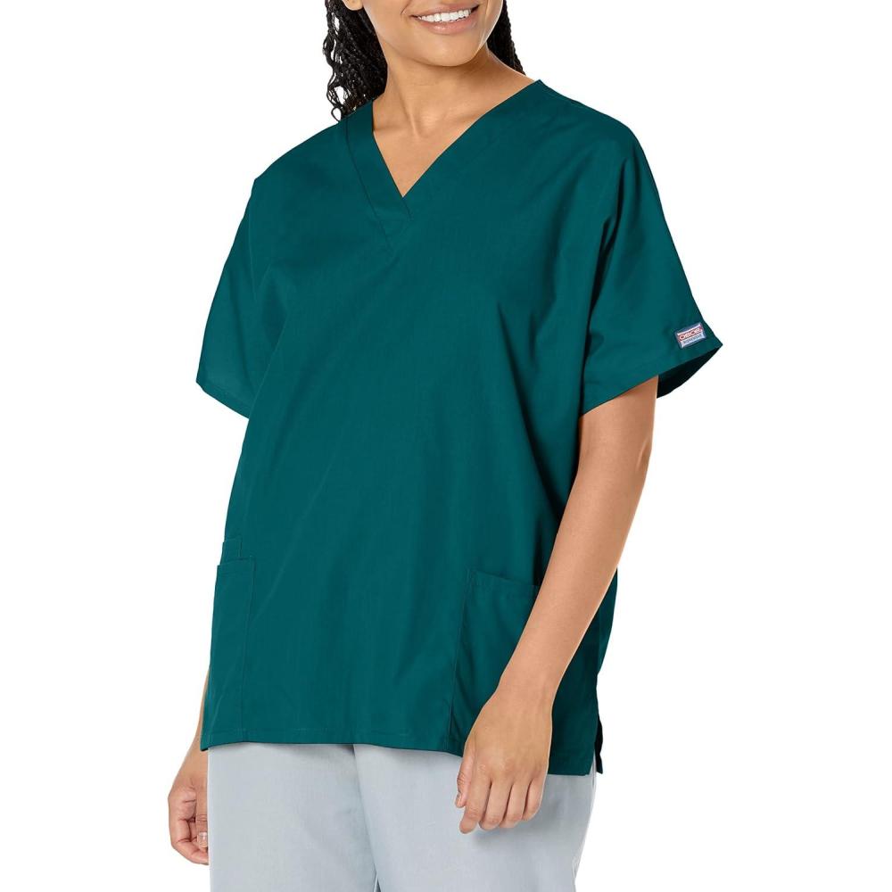 imageCherokee Scrub for Women VNeck Top Traditional fit with Dolman Sleeve and Fade Resistant Fabric 4700Hunter