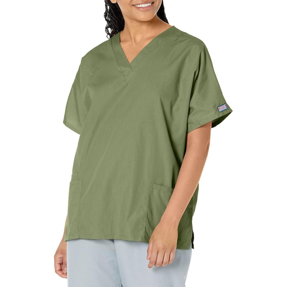 imageCherokee Scrub for Women VNeck Top Traditional fit with Dolman Sleeve and Fade Resistant Fabric 4700Olive