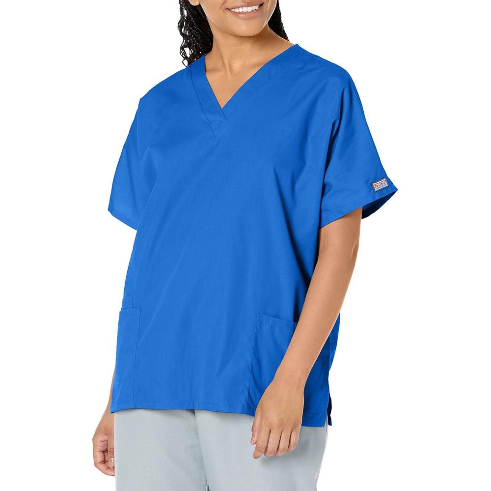 imageCherokee Scrub for Women VNeck Top Traditional fit with Dolman Sleeve and Fade Resistant Fabric 4700Royal