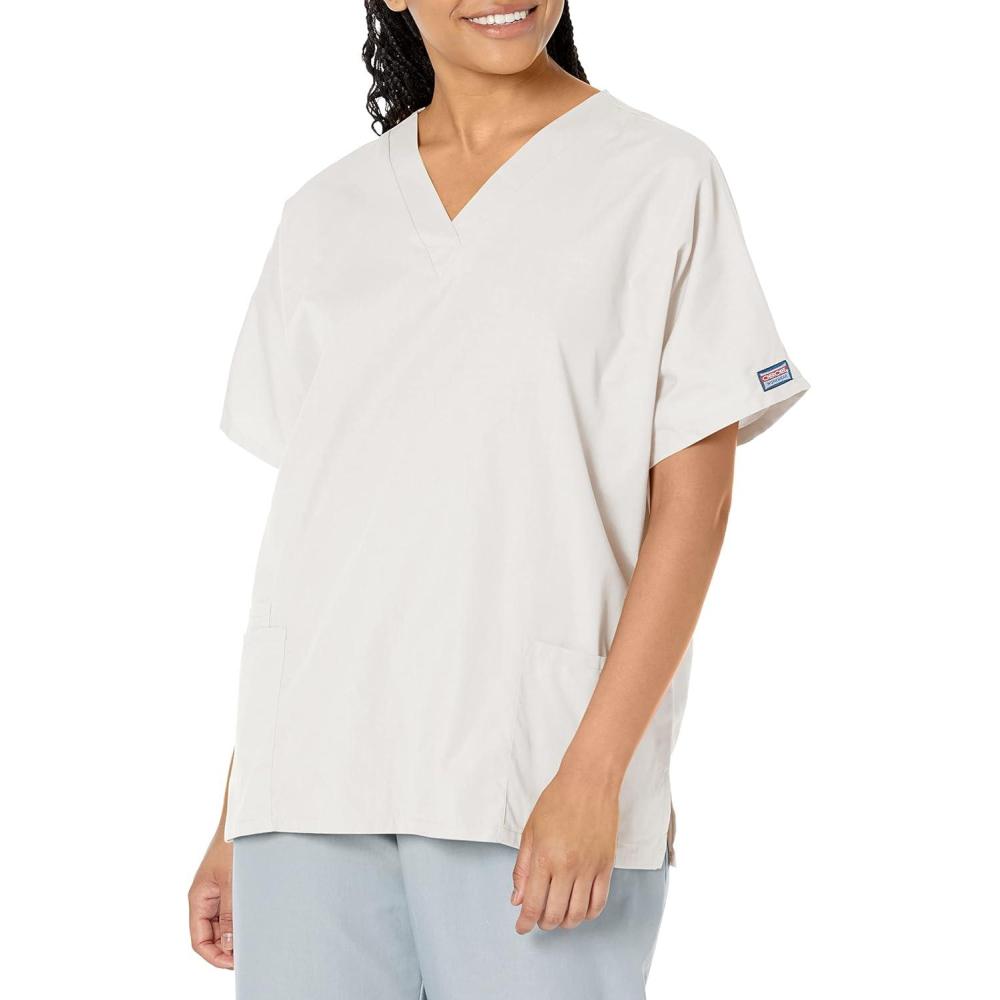imageCherokee Scrub for Women VNeck Top Traditional fit with Dolman Sleeve and Fade Resistant Fabric 4700Turquoise