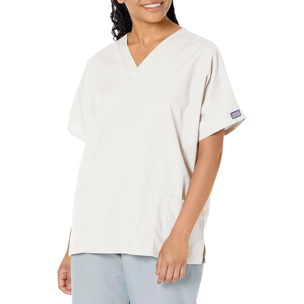 imageCherokee Scrub for Women VNeck Top Traditional fit with Dolman Sleeve and Fade Resistant Fabric 4700White