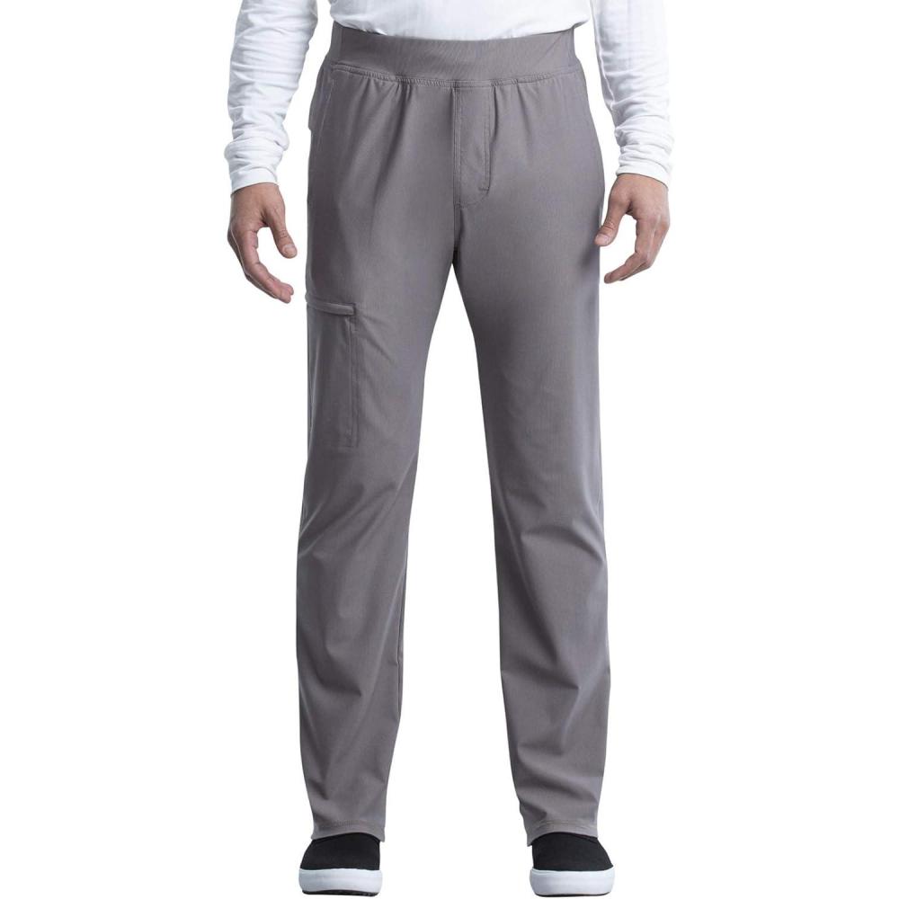 imageCherokee Scrubs Mens Pants Tapered Leg with 5 Pockets Zip Cargo 360 Stretch amp Moisture Wicking CK185Pebble