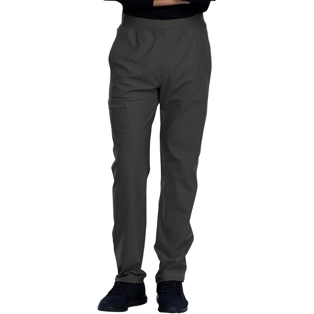 imageCherokee Scrubs Mens Pants Tapered Leg with 5 Pockets Zip Cargo 360 Stretch amp Moisture Wicking CK185Pewter