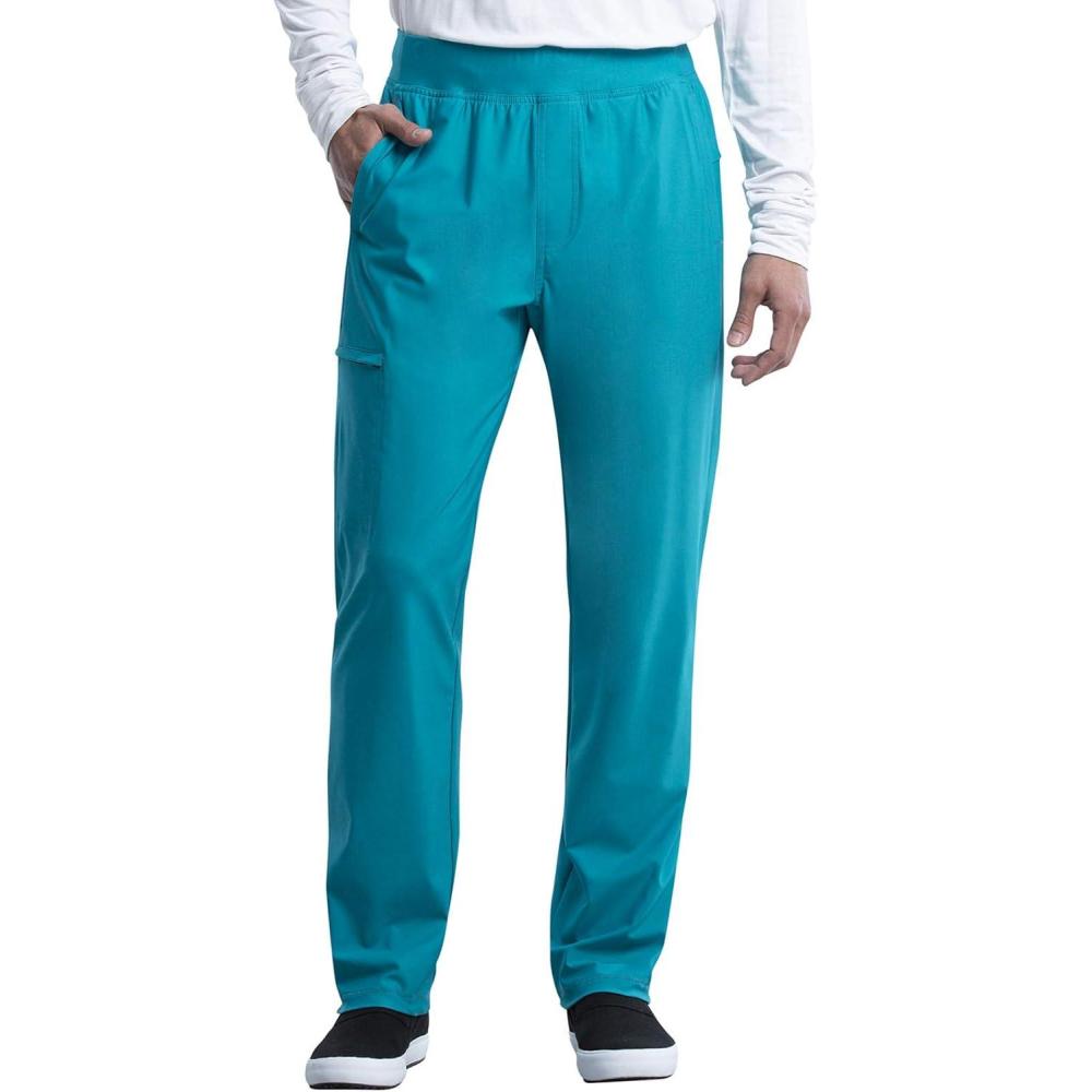 imageCherokee Scrubs Mens Pants Tapered Leg with 5 Pockets Zip Cargo 360 Stretch amp Moisture Wicking CK185Teal Blue