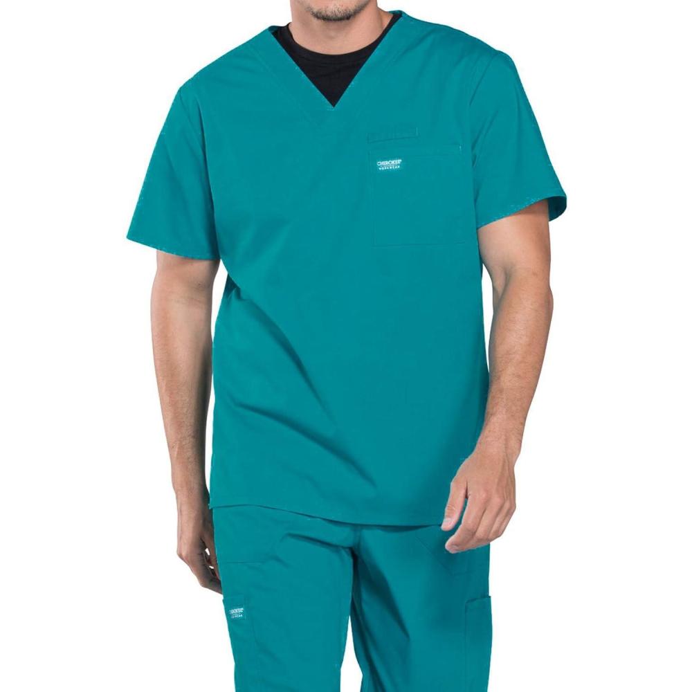 imageCherokee Scrubs for Men VNeck Top Workwear Professionals Soft Stretch WW675Teal Blue