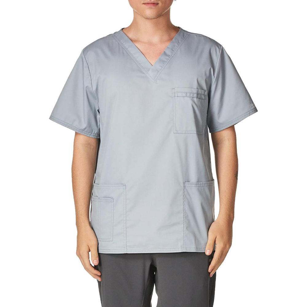 imageCherokee Scrubs for Men amp Women VNeck Scrub Top with 4 Pockets Cotton Blend Soft Stretchy Easy Care Nursing Uniform 4725Grey