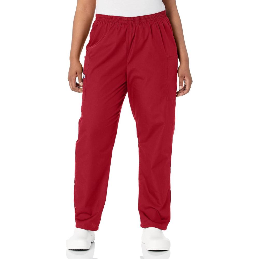 imageCherokee Scrubs for Women Cargo Pant Natural Rise Tapered PullOn Bottom with 4 Pockets  Fade Resistant Fabric  4200Red
