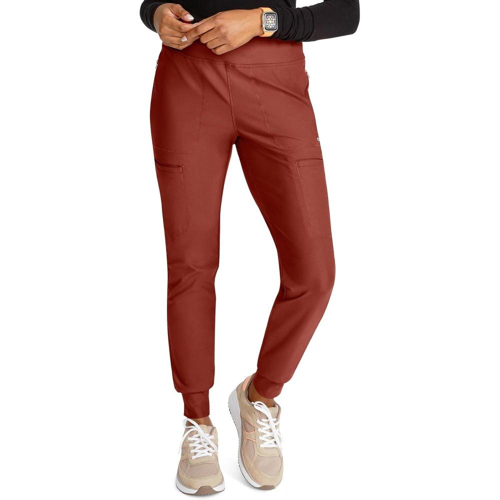 imageCherokee Scrubs for Women Pant with Mid Rise Tapered Leg Drawstring Moisture Wicking Easy Care amp 360 Stretch Fabric CK092Masala