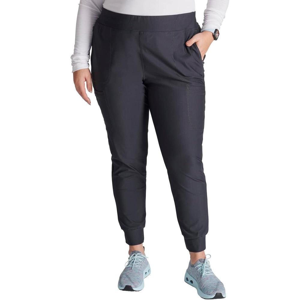 imageCherokee Scrubs for Women Pant with Mid Rise Tapered Leg Drawstring Moisture Wicking Easy Care amp 360 Stretch Fabric CK092Pewter