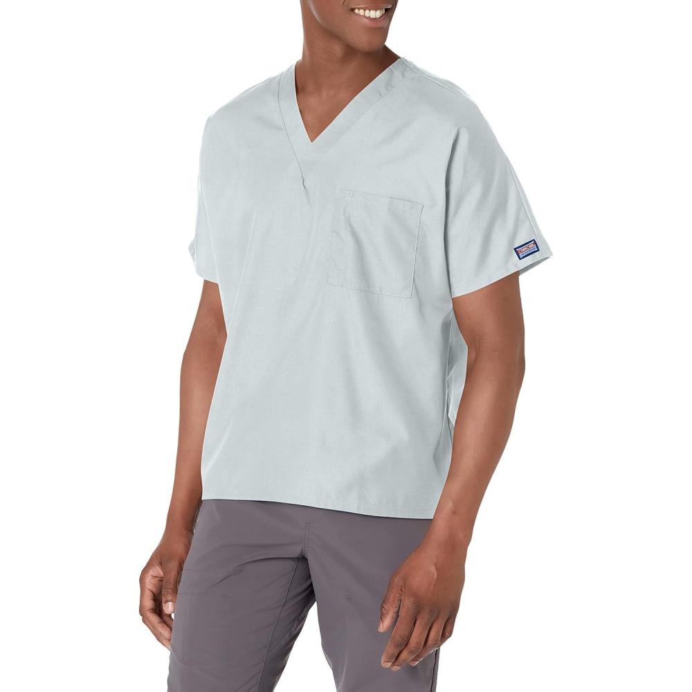 imageCherokee Scrubs for Women and Men Unisex VNeck Tunic Nursing Scrub Top with Chest Pocket Tuckable Durable Fabric 4777Grey