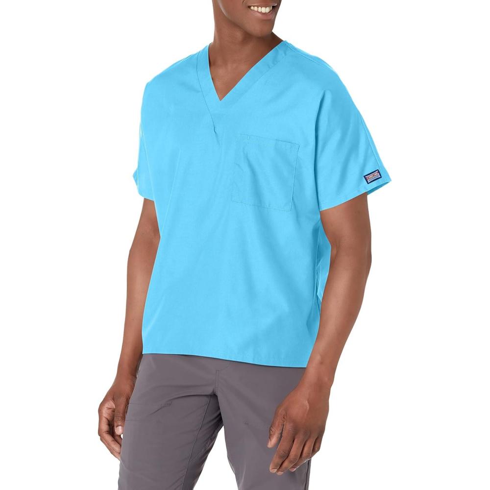 imageCherokee Scrubs for Women and Men Unisex VNeck Tunic Nursing Scrub Top with Chest Pocket Tuckable Durable Fabric 4777Maliblu
