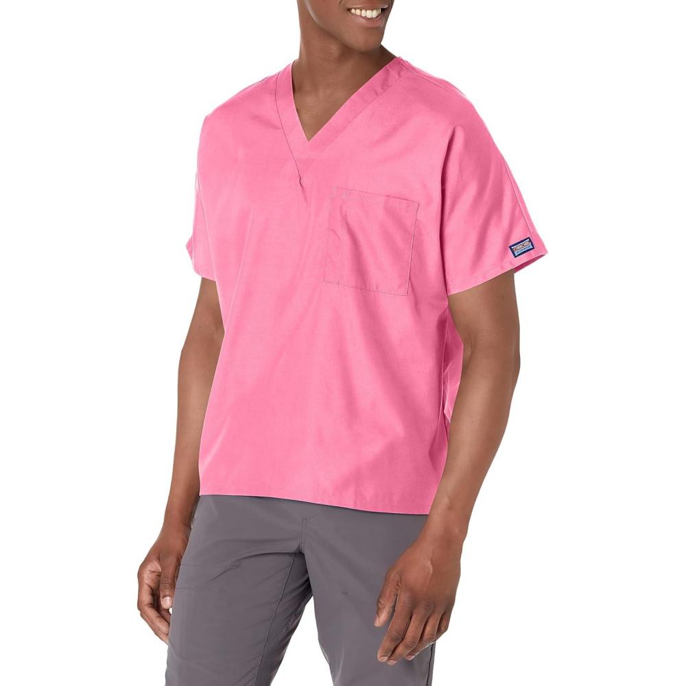 imageCherokee Scrubs for Women and Men Unisex VNeck Tunic Nursing Scrub Top with Chest Pocket Tuckable Durable Fabric 4777Shocking Pink