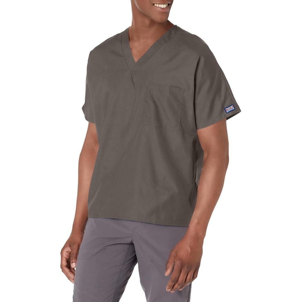 imageCherokee Scrubs for Women and Men Unisex VNeck Tunic Nursing Scrub Top with Chest Pocket Tuckable Durable Fabric 4777Taupe