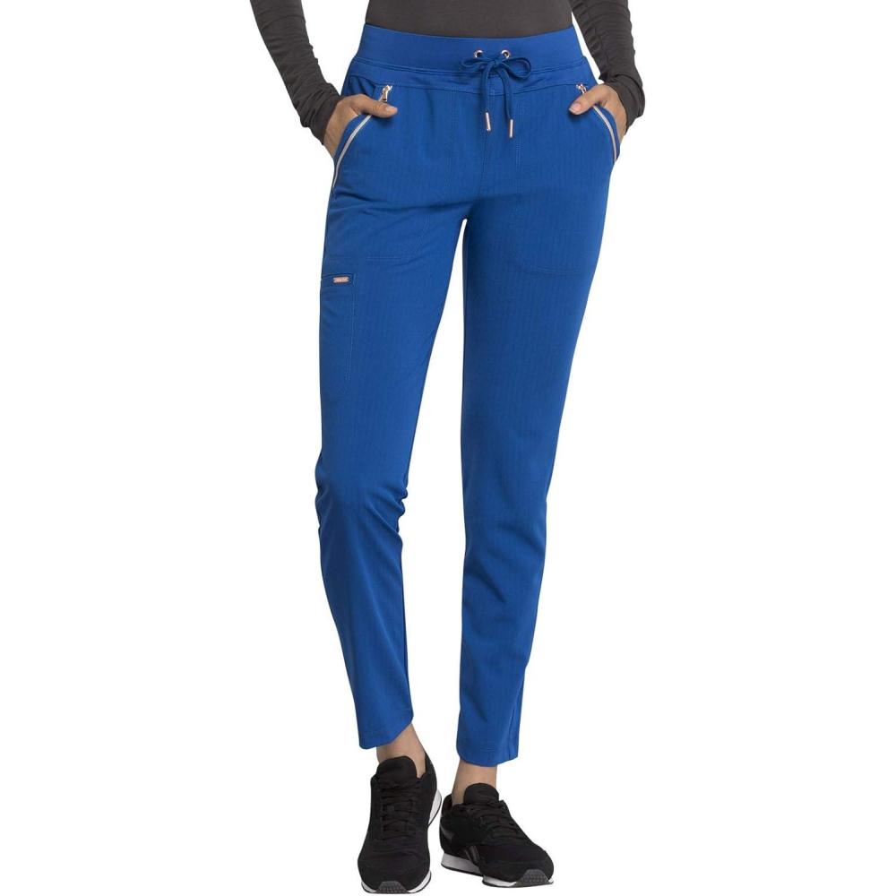 imageCherokee Statement Women Scrubs Pant Mid Rise Tapered Leg Drawstring CK055Royal