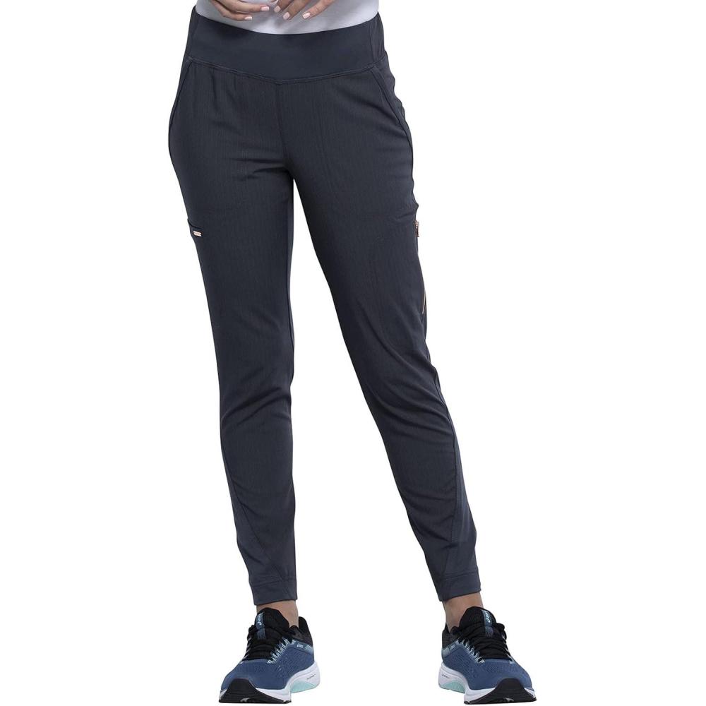 imageCherokee Statement Women Scrubs Pant Mid Rise Tapered Leg Pullon CK175Pewter