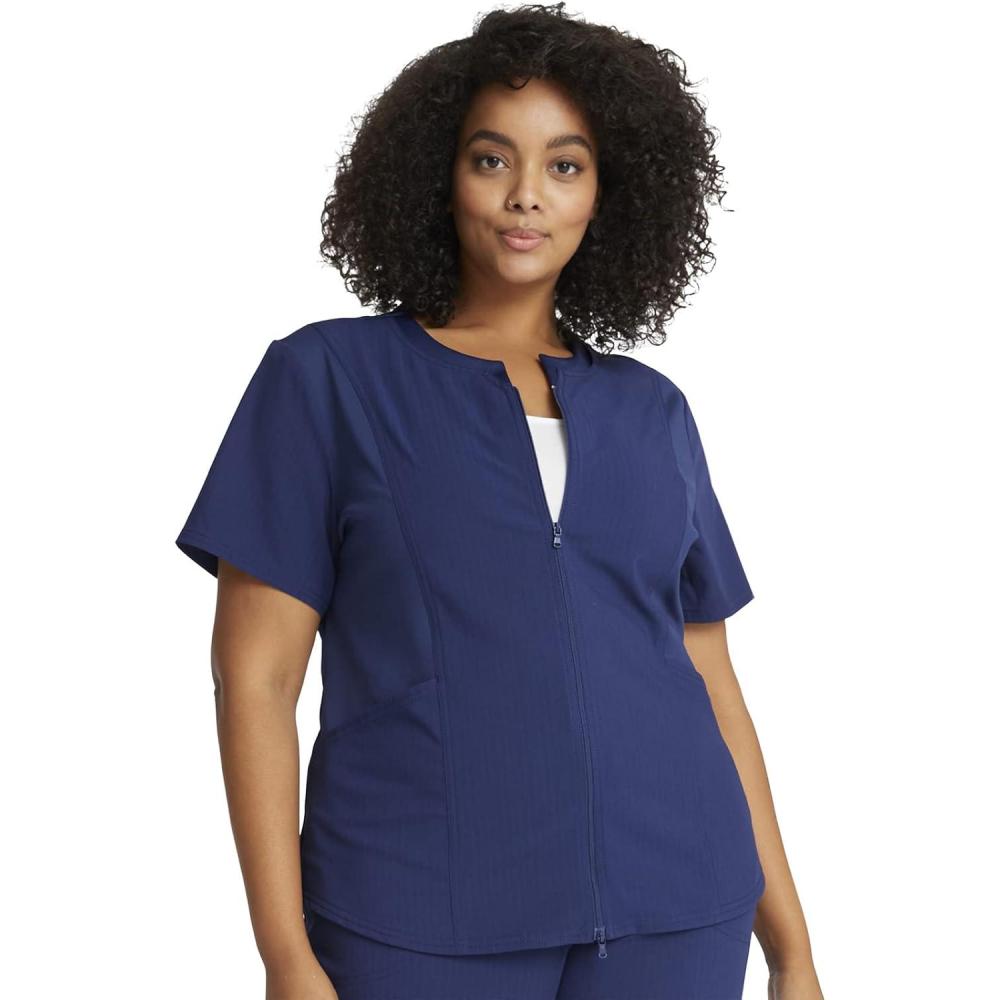 imageCherokee Statement Women Scrubs Top Zip Front CK931Navy