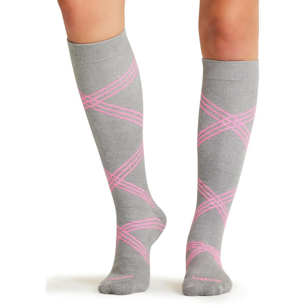 imageCherokee Unisex Knee High Compression Socks 1520 mmHg Arch Support MoistureWicking 1 Pair LXSUPPORTTwisted Shocking Pink