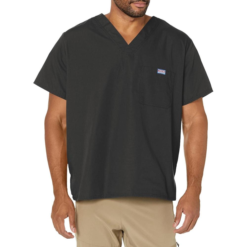 imageCherokee VNeck Mens Scrub Top with Chest Pocket Durable Fade Resistant and Easy CarePewter